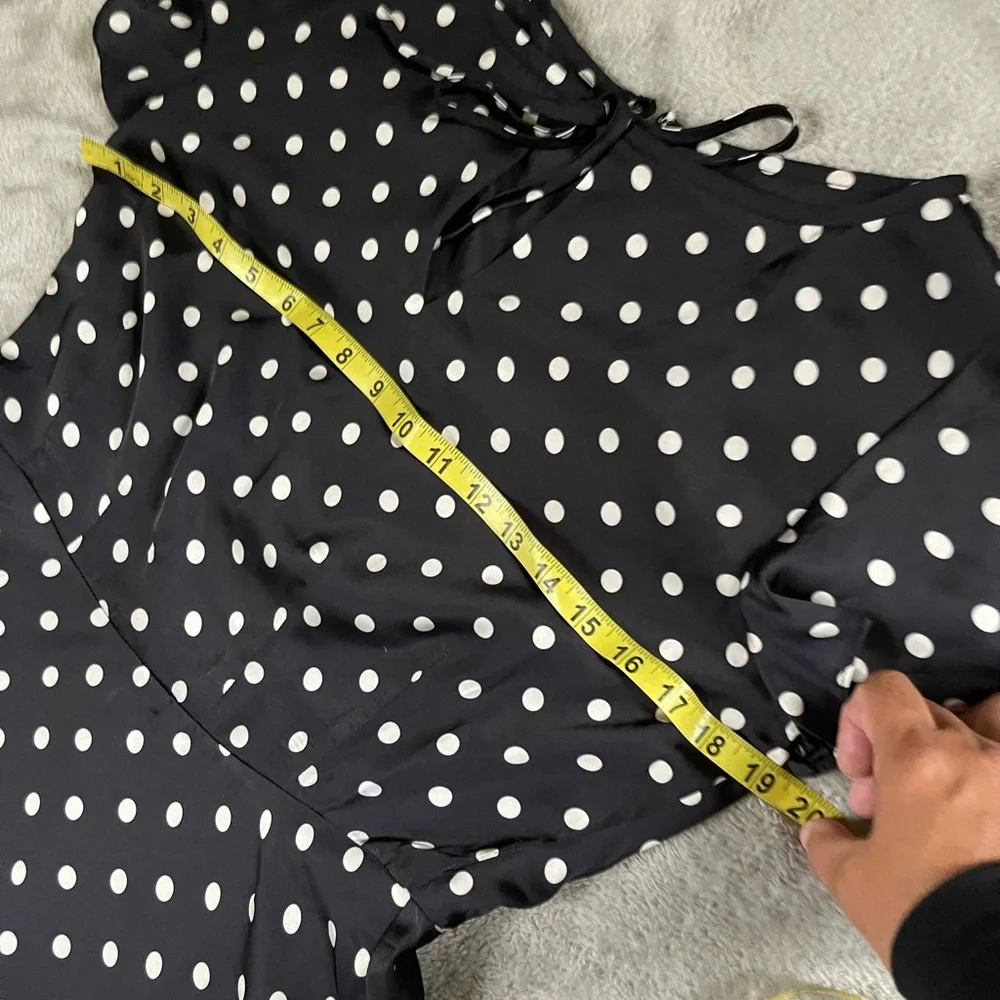 EUC Unique Vintage black with white polka dot dress size L - Picture 8 of 10